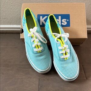 Keds Turquoise Checkered Sneakers with White Laces